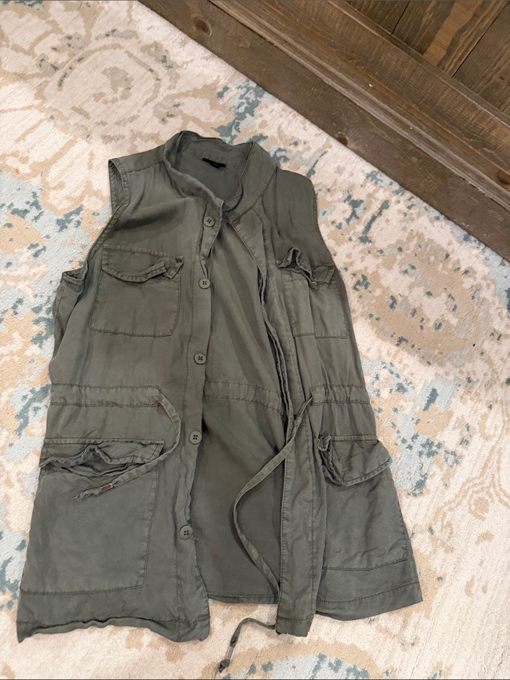 Mossimo Supply Co. Olive Utility Vest with Waist Tie